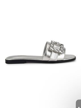 NEW! Nine West Silver Jeweled Slide Sandal - Women SZ 10